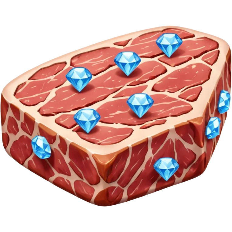 Meat with diamond textur and blue color emoji