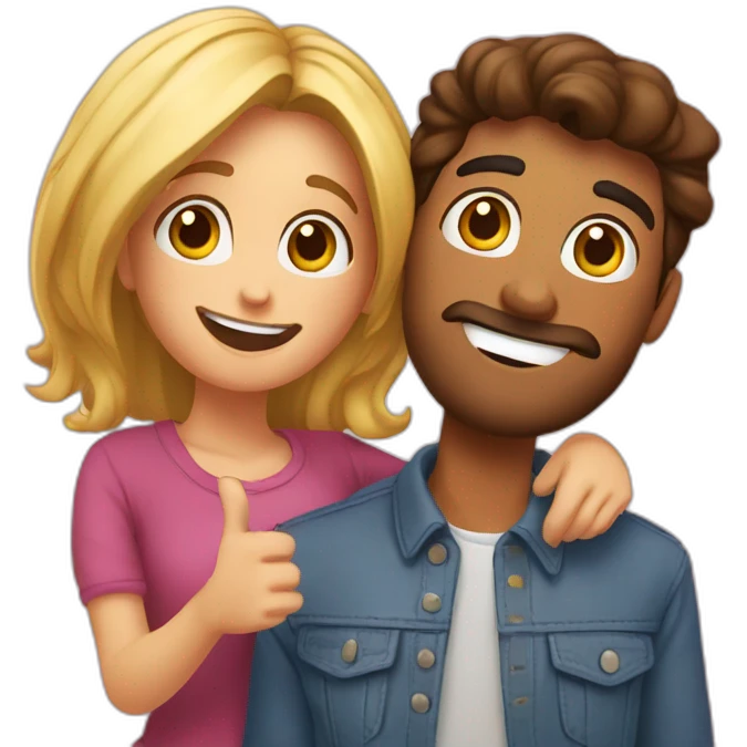 Una pareja tomándose un selfie emoji