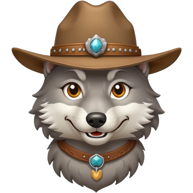 Smirking wolf wearing a cowboy hat emoji