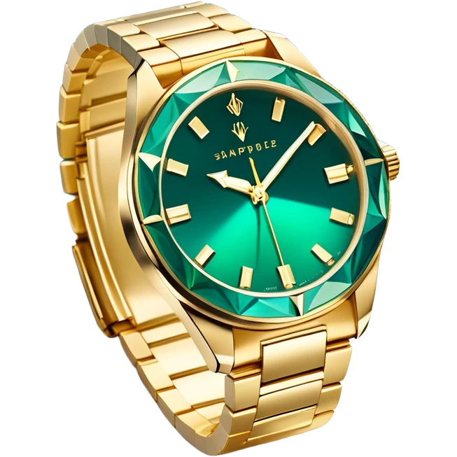 Minimalist white hand outline cradling a crystal refracting golden light into a scene of a luxury watch on a marble desk, deep emerald (#1A5F3F) and sapphire (#0F52BA) gradient background, prism facets glowing with metallic gold (#D4AF37) edges, soft shadow play, cinematic luxury vibe emoji