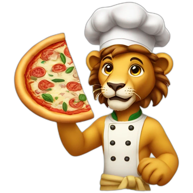 lion cook new year pizza emoji