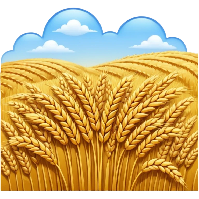 golden wheat field with blue sky above, low detail, high contrast, emoji style emoji