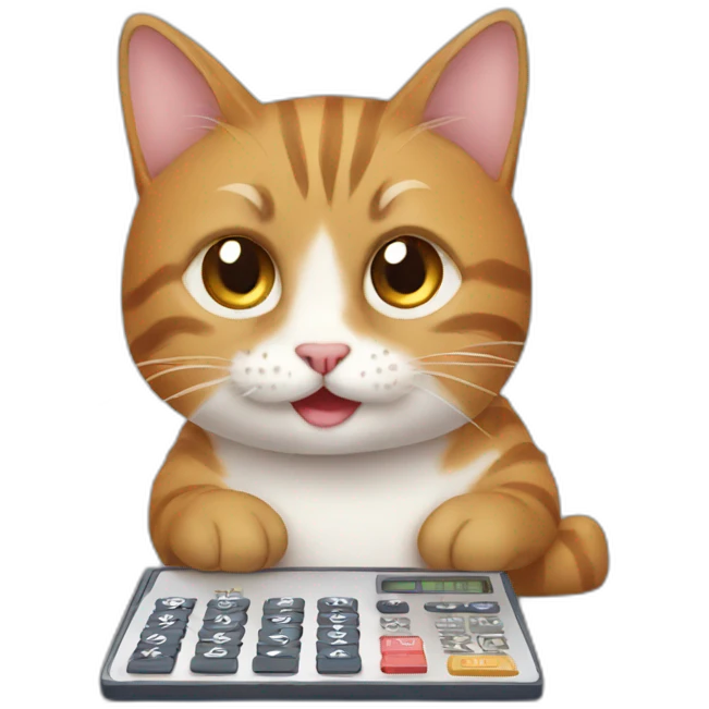 cat using calculator emoji