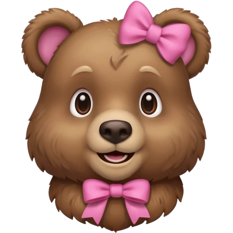 smiling bear with a pink bow on one ear emoji
