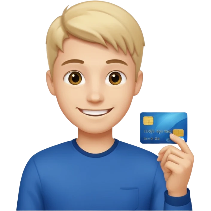 پسر جذاب با کلاس کارت بانکی به دست emoji