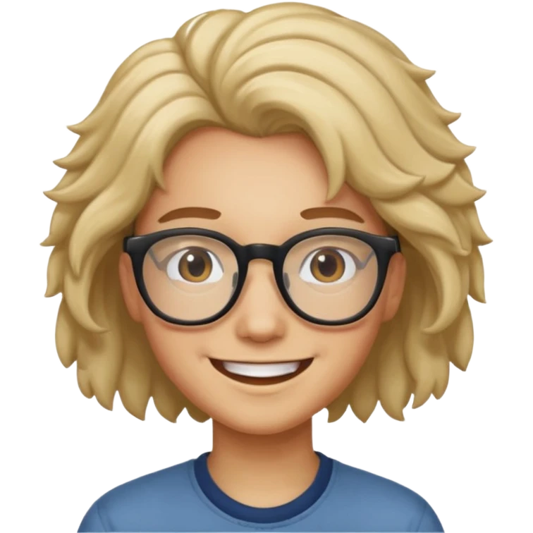 Smiling face with glasses and hair emoji