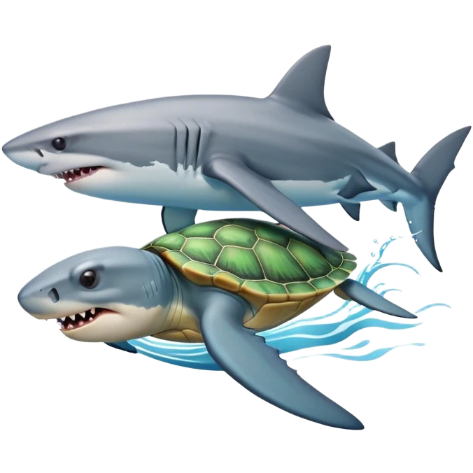 Shark surfing on a tutle emoji