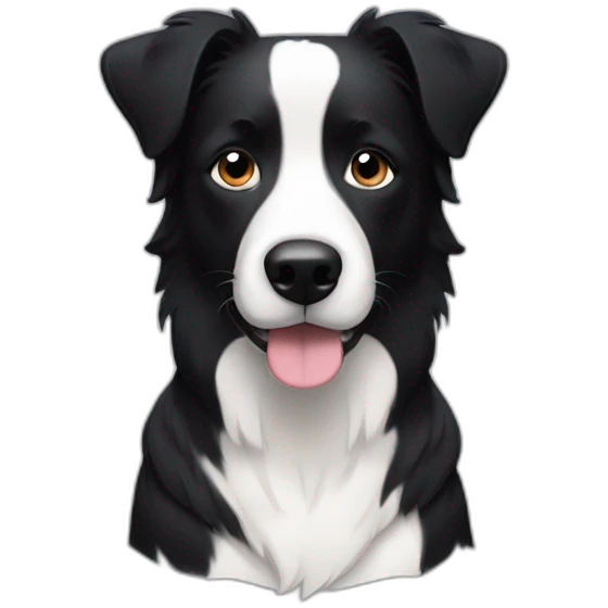 dog, short-hair, black-hair, white-chest, white-line-down-face, black-face, black-head, border-collie, mcnab emoji