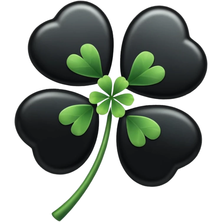 5 leaf clover all black  emoji