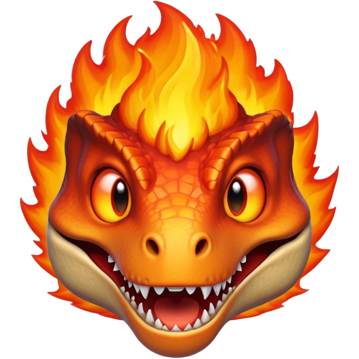 dinosaur face on fire emoji