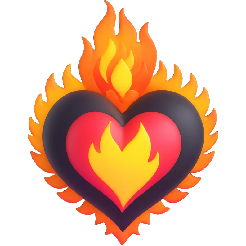 a heart with flames around it emoji