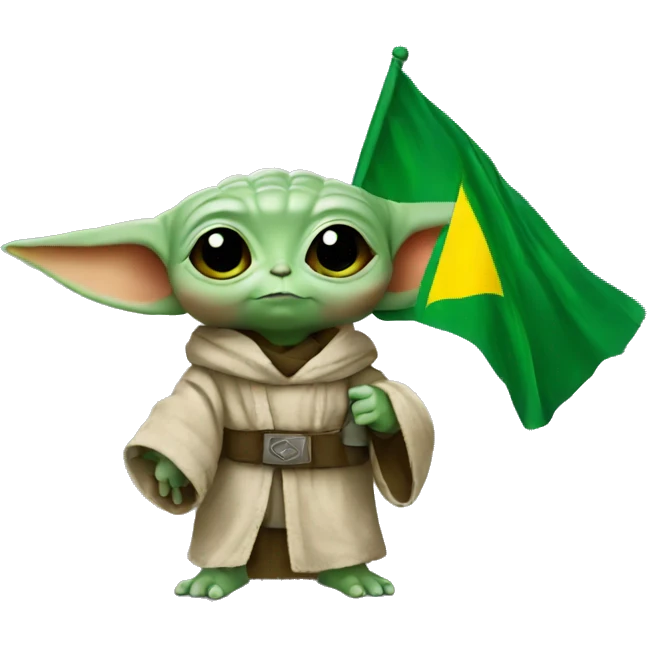  Baby Yoda holding the Brazilian flag emoji