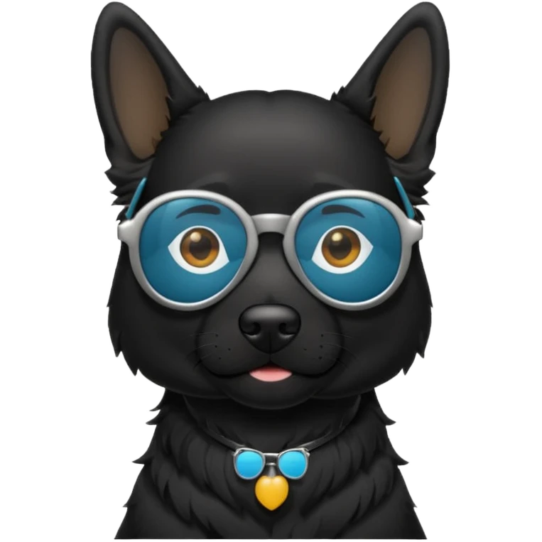 Black dog with cool glasses  emoji