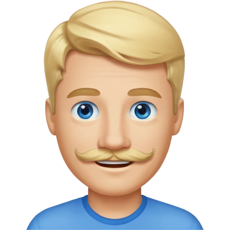 guy with blond hair, mustache, and blue eyes emoji