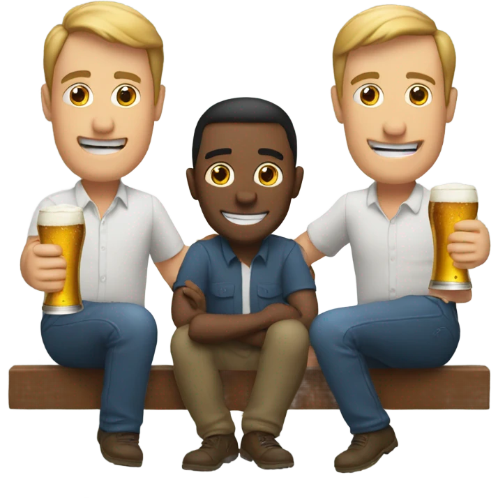 3 dudes drinking beer emoji