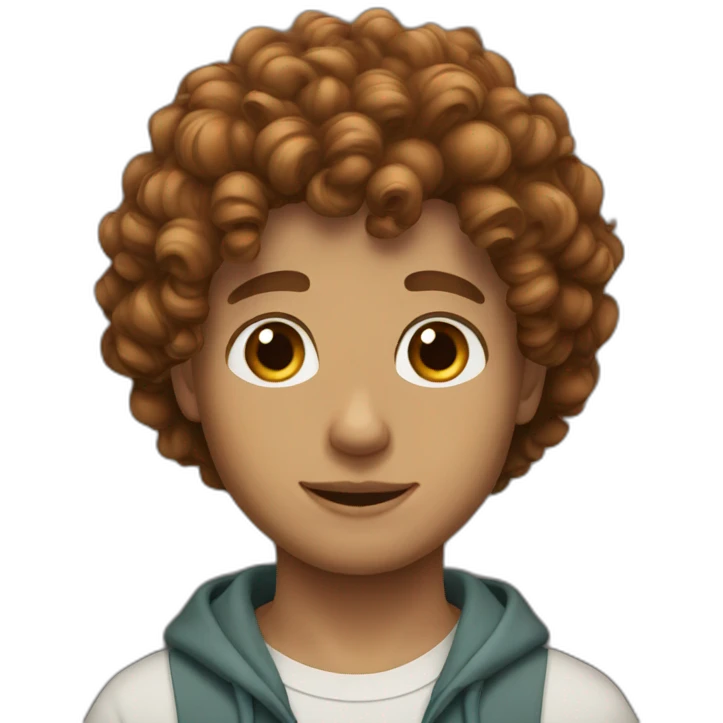 Boy curly brown haire emoji