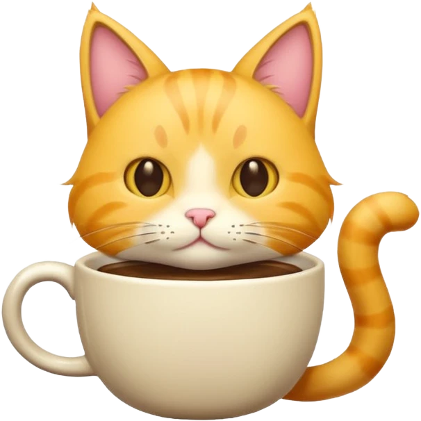 Yellow cat enjoying coffee  emoji