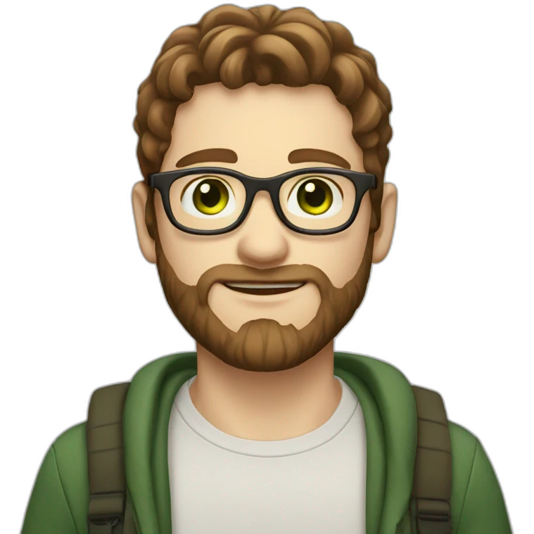 boy with green eyes with glasses brown hair brown beard pale skin emoji