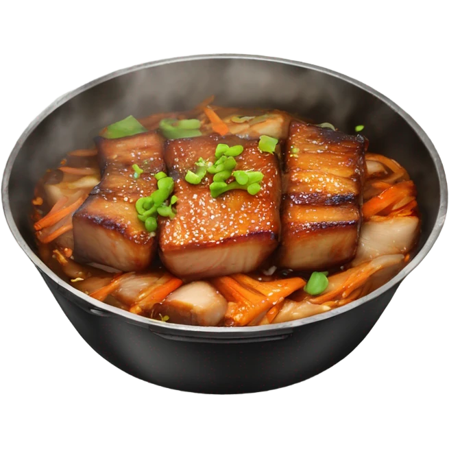 Sticky Chinese Pork Belly in wok emoji