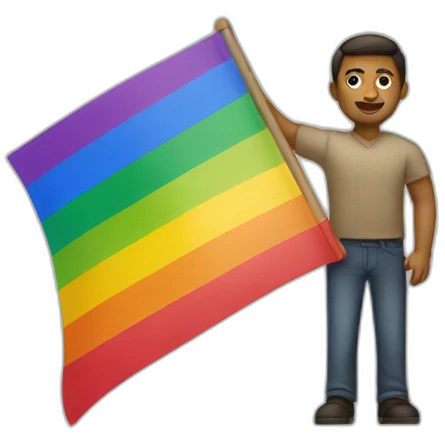 A man who holds a gay flag emoji