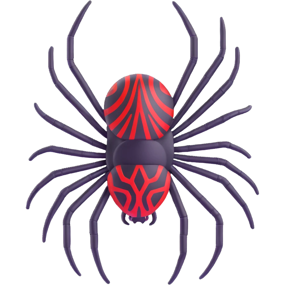 detailed black spider with red markings emoji