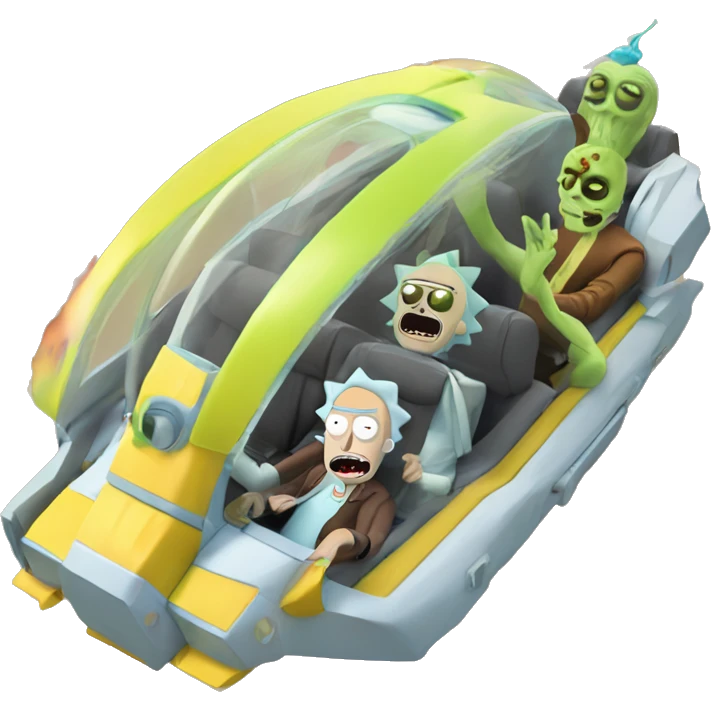 Hot wheel Rick and Morty flying in spaceship to citadel  emoji