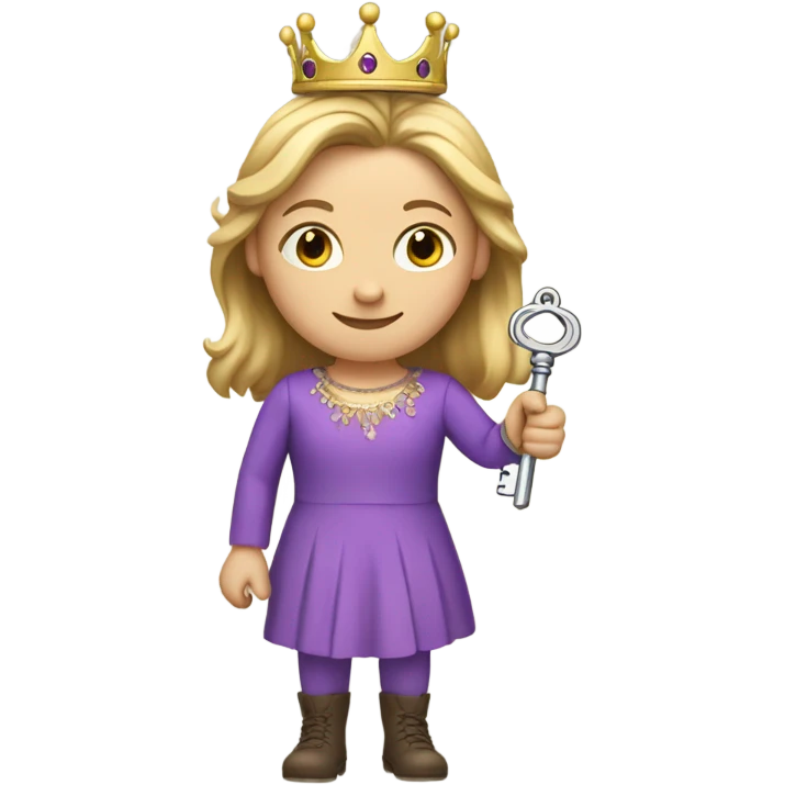 Caucasian Heidi wearing purple holding a key and wearing a crown emoji