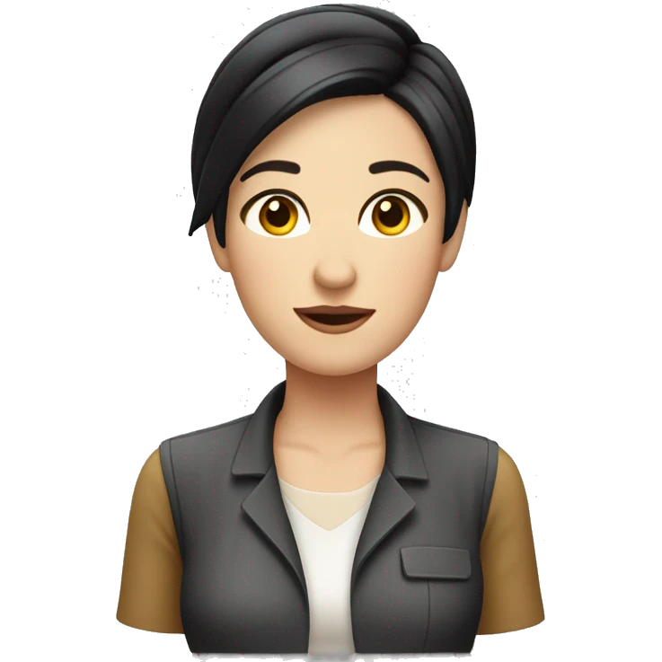 Driver Girl tour guide with fair skin short black hair chubby face emoji