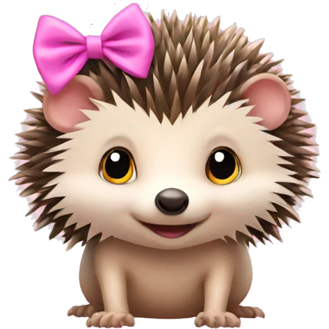 hedgehog wearing a pink bow  emoji