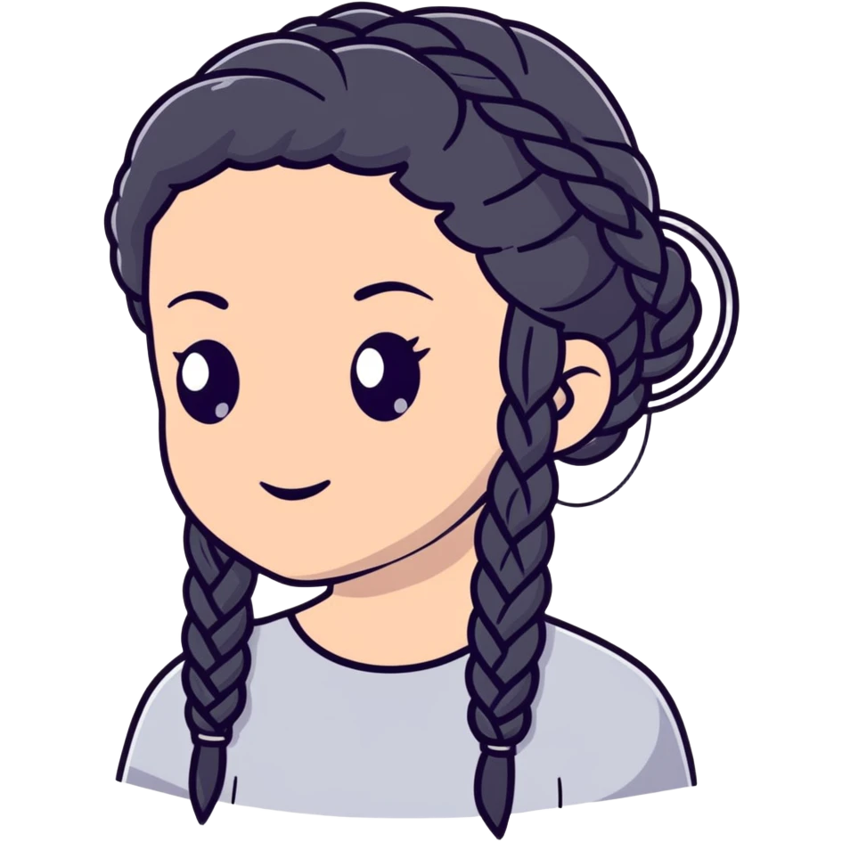 black braided hair with silver rings emoji