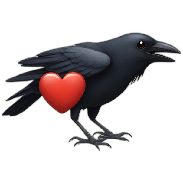 Crow showing heart emoji