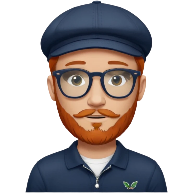 red headed with beard and rayban glasses wearing a scally cap with sleeve tattoos and an Irish flat cap with a Fred Perry polo emoji