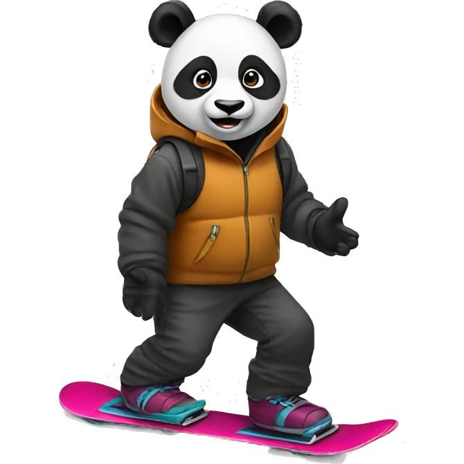 Snowboarding panda emoji