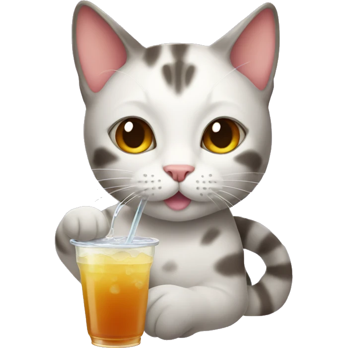 cat drinking boba emoji
