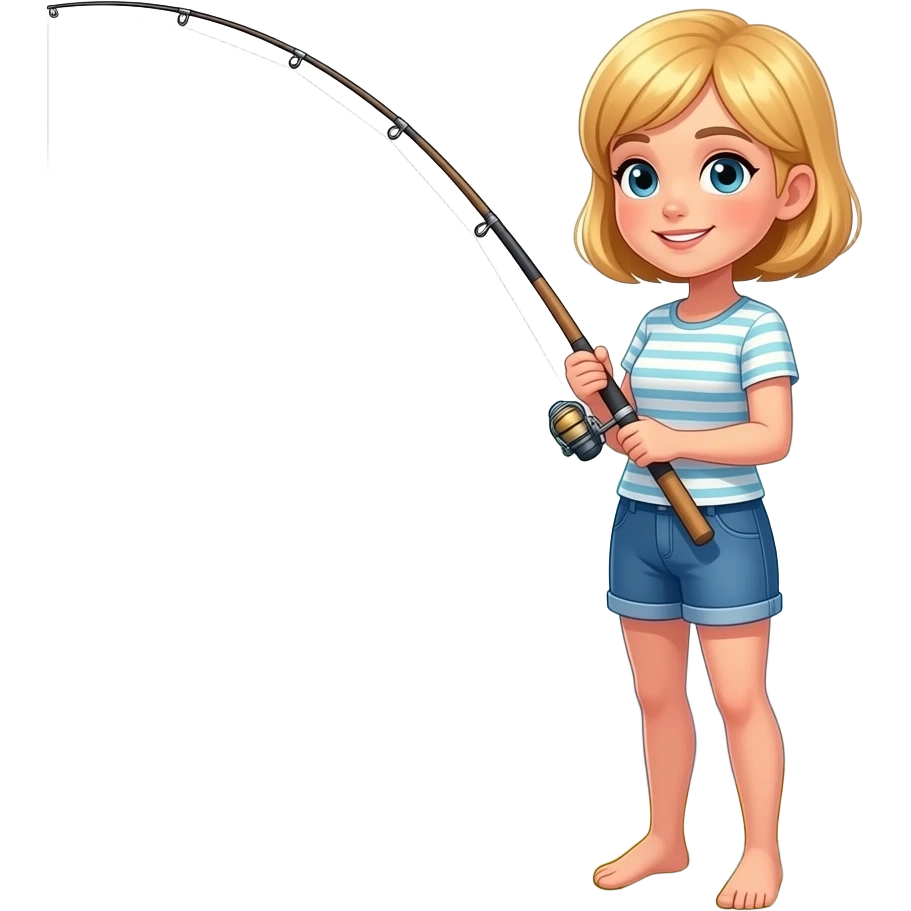 a blonde girl with a bent fishing pole emoji