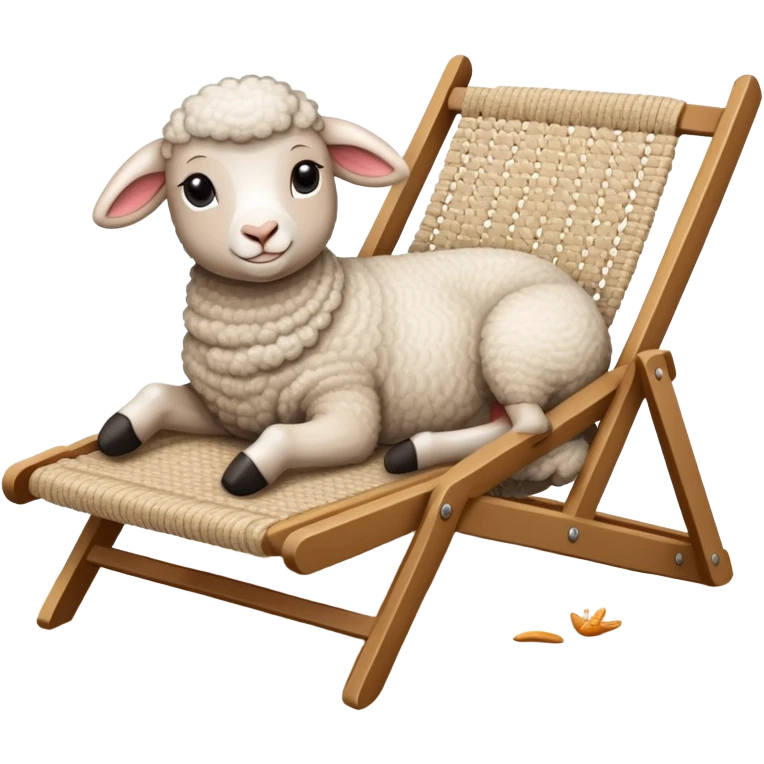 Lamb lying beside beach on chair emoji