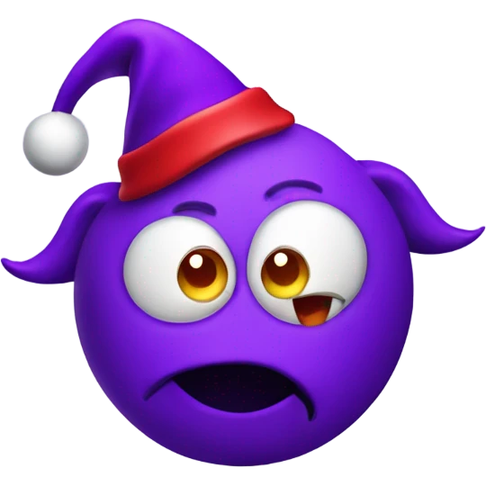 Mischievous purple emoji devil with Santa hat emoji