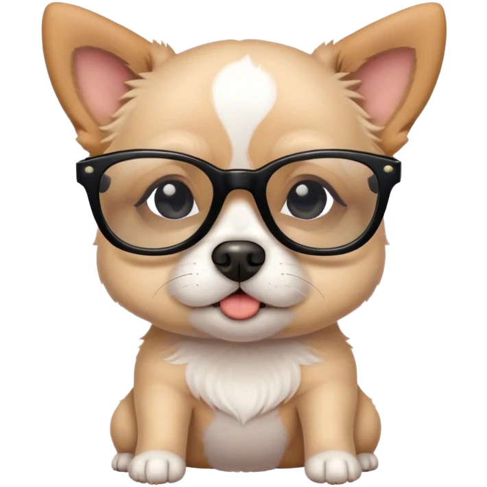little dog with black glasses emoji