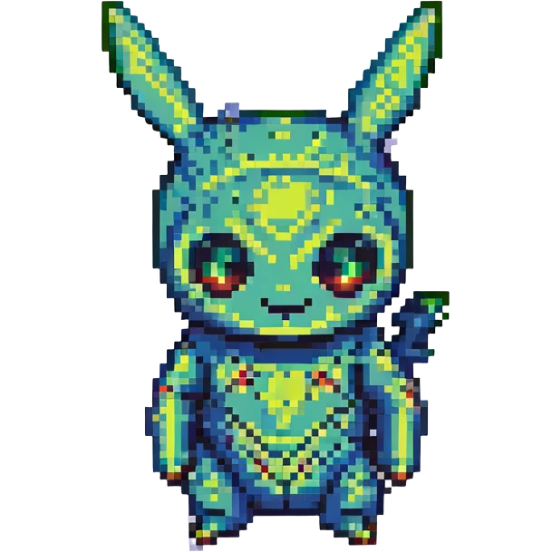 pikachu alien with green skin emoji