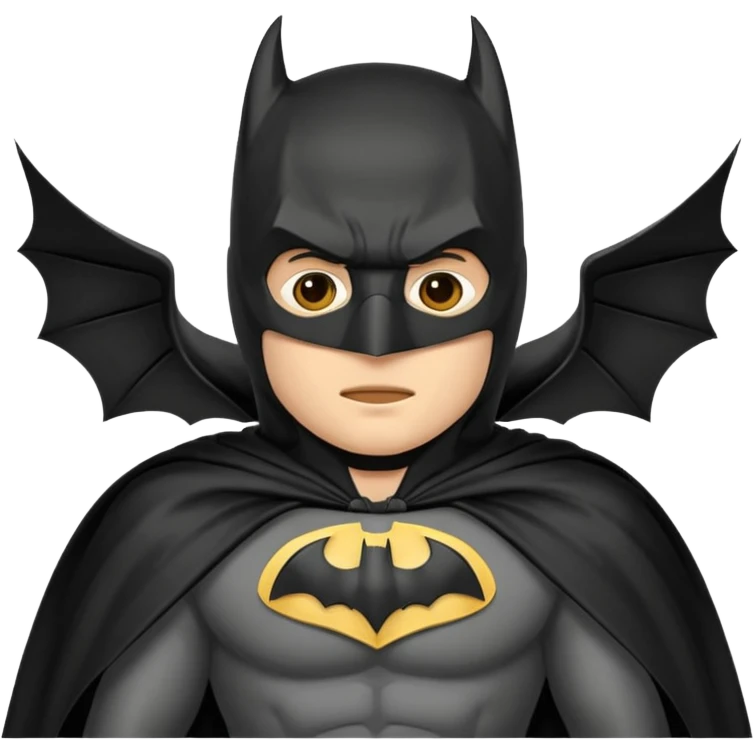 generate a batman emoji with just the face showing and part of the cloak and and wings. Shade the mask in the color #394A8E. Shade the wings in the color #EF7221. Shade the cloak in the color #61893D emoji