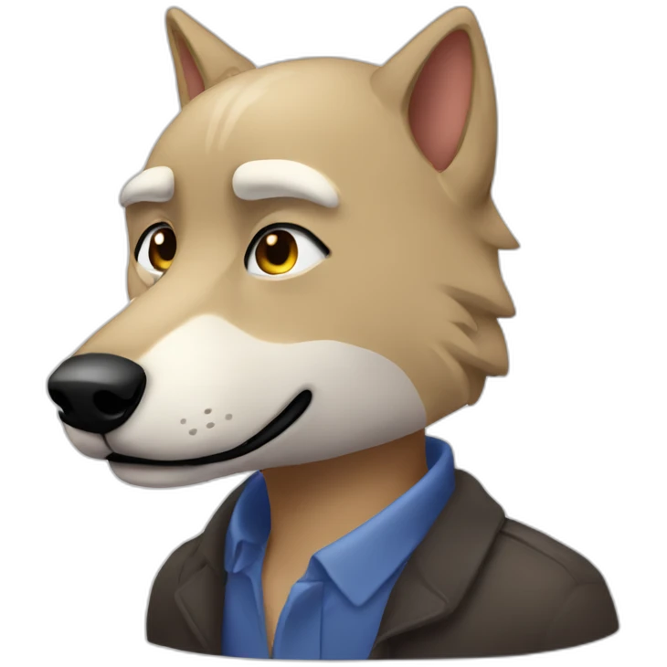 Bald bearded man wolf eclair emoji