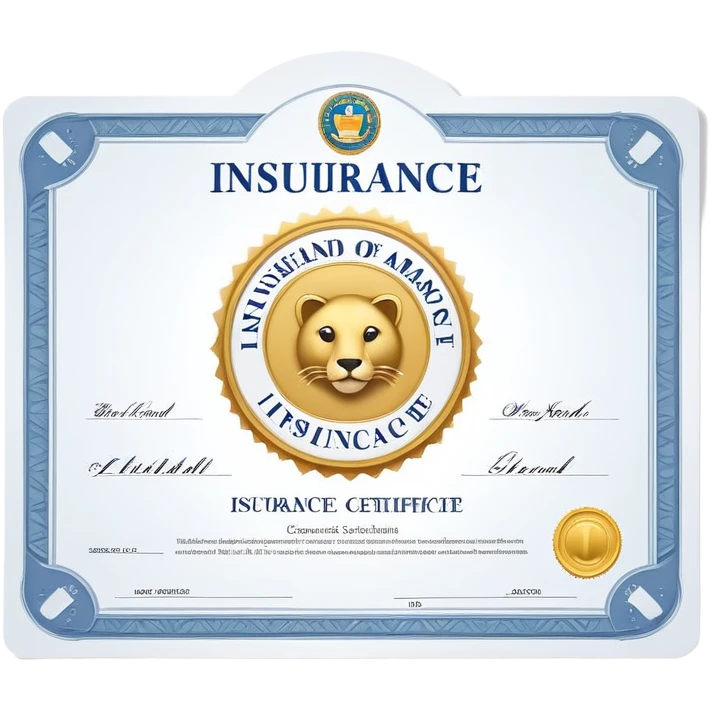 insurance license certificate with official seal emoji