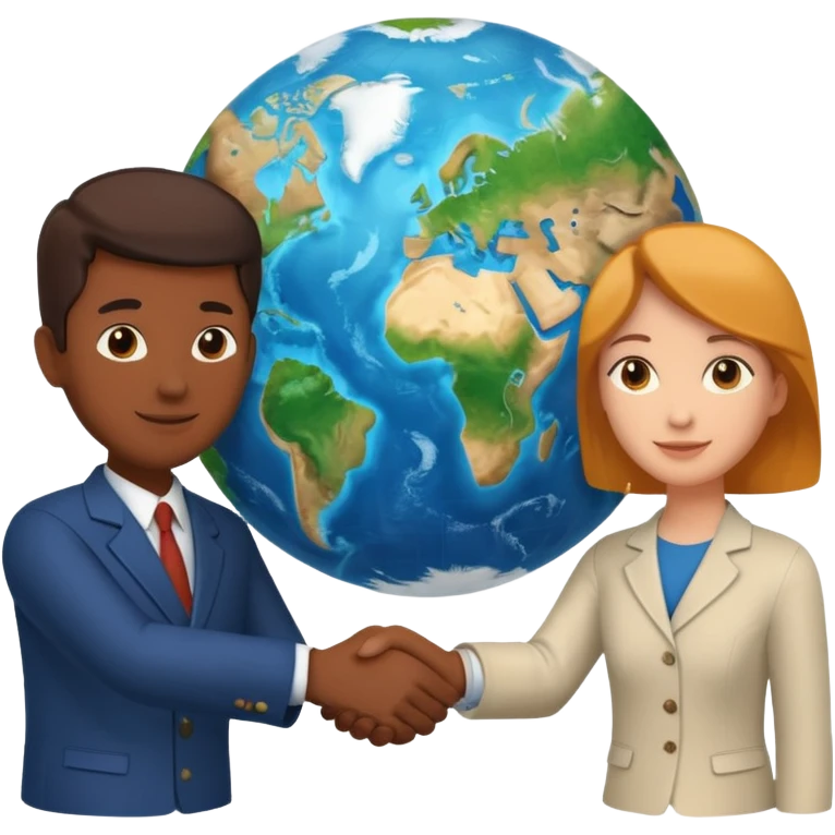 Shake hands and a globe showing negotiation of climate change with accurate image showing environment not just 2 person in a pic emoji