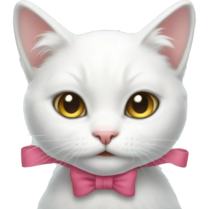 white cat and bow emoji