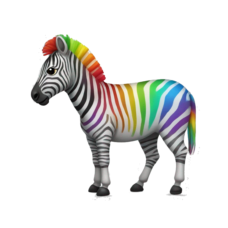 Zebra with rainbow stripes emoji