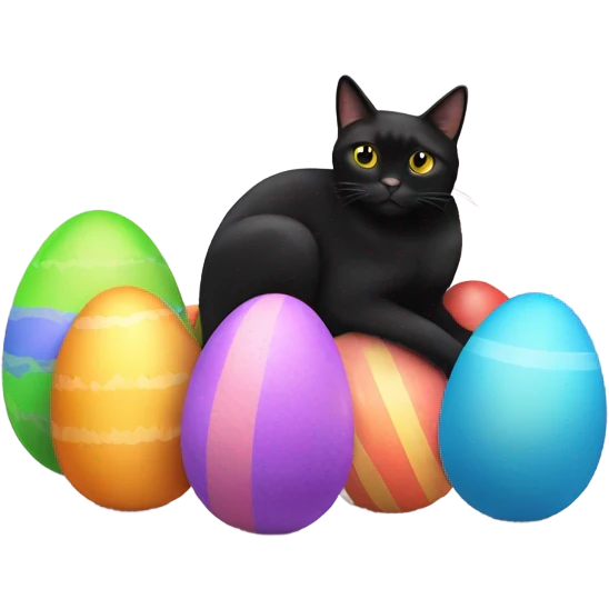 Black cat with eggs emoji