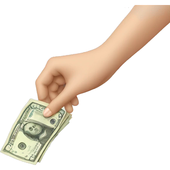 Woman hand holding a money euro emoji
