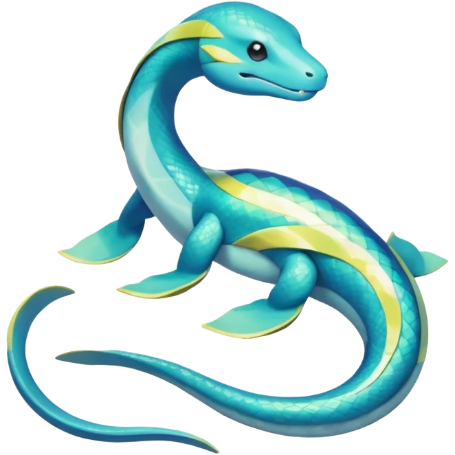 Sleek Serpentine Aquatic Ribbon-bodied Elegant Pokémon-Fakémon-Digimon-Creature, (full body) emoji