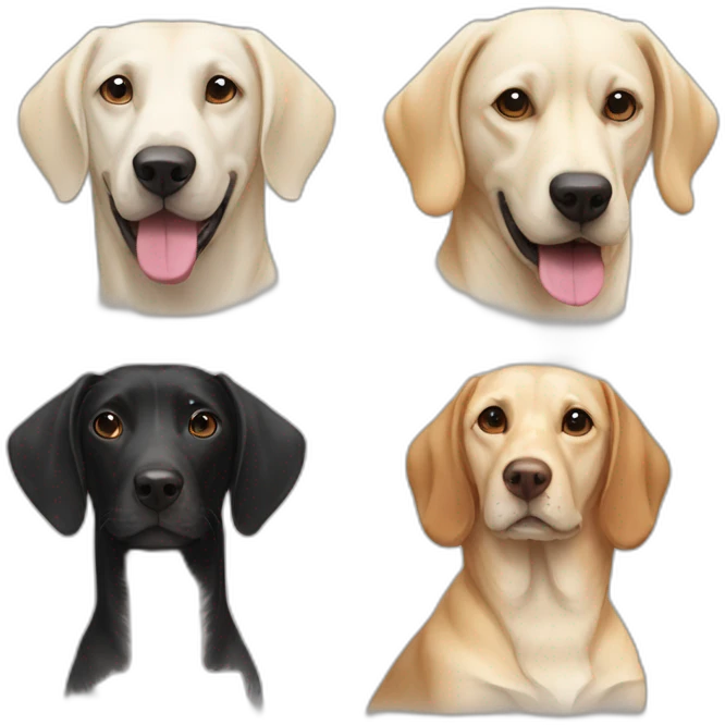 2 dogs, a white labrador and a black dachshund emoji