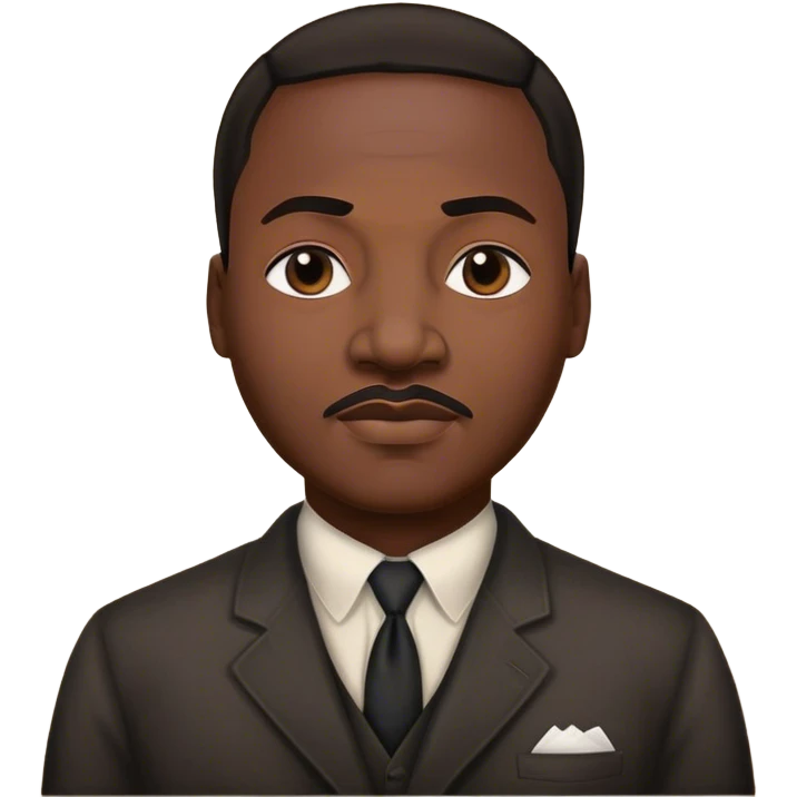 Cinematic Realistic Martin Luther King Jr. Portrait Emoji, depicted as a compassionate determined civil rights leader in period attire with a powerful gaze, rendered with rich textures and inspiring dynamic lighting that captures his historic legacy. emoji